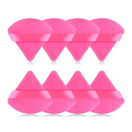 RAREIUS 8pcs Triangular Powder Puff Face Soft Velvet Makeup Puff for Loose Powder Body Powder Makeup Sponge for Contouring Wet Dry Foundation Blender Sponge Beauty Makeup Tool.(Rose Red)