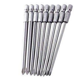 Phillips Magnetic Screwdriver Bits Set 9 PCS Magnetic Phillips Security Screwdriver Drill Bits Set, 4 Inch Long Screwdriver Bit Set 1/4 Inch Hex Shank Screwdriver Bit Set 100MM