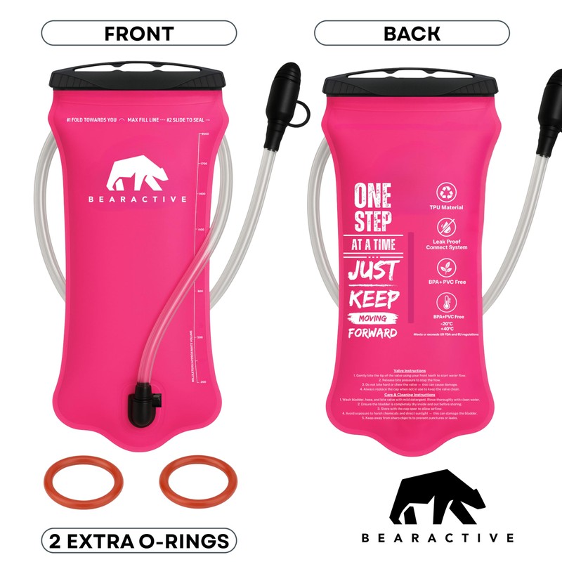 Bearactive Hydration Bladder, Water Bladder 2L for Running Backpack with