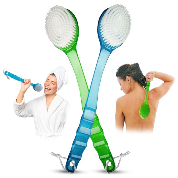 2-Pack Back Scrubber Shower Brush with 14-inch Long Handle, Soft