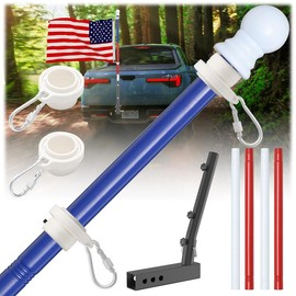 Truck Flag Pole Kit with Trailer Hitch Holder - Heavy Duty Tangle Free Flagpole for Trucks,Upgraded Windproof Holder with Longer Sleeve for Truck,Pickup,Car Tailgate,Jeep:_tricolor_6ft