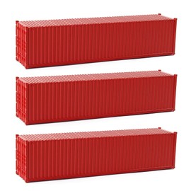 Evemodel Pack of 3 40 ft Container Shipping Freight Cars Gauge H0 Model Railway Wagon 1:87 (Red)