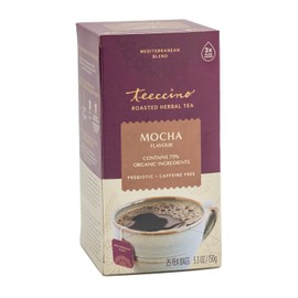 Teeccino Herbal Tea – Mocha – Rich & Roasted Herbal Tea That’s Caffeine Free & Prebiotic for Natural Energy, 25 Tea Bags