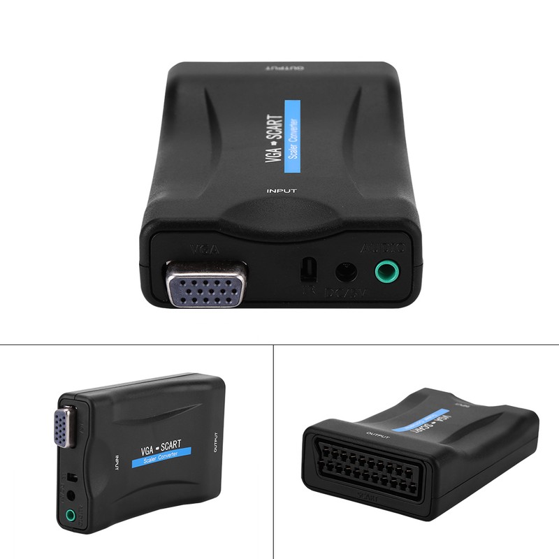 VGA to SCART Video Audio Converter Adapter USB With Remote