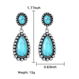 PGYMLSH Turquoise Drop Earrings for Women Retro Bohemian Style Oval Ethnic Flower Shape Dangle Earrings Holiday Jewelry