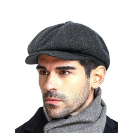 Fashion Men’s Classic Newsboy Gatsby Hat Blend Wool Vintage Flat Ivy Cabbie Cap Boyfriend Gifts(Medium/Large/X-Large), Black, 60% Wool, 7-7 1/4