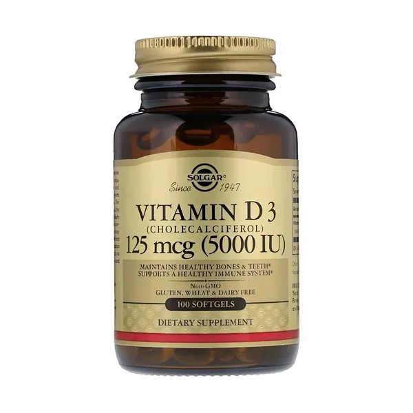 Vitamina D3, colecalciferol, 5000 UI, 100 cpsulas blandas - Producto