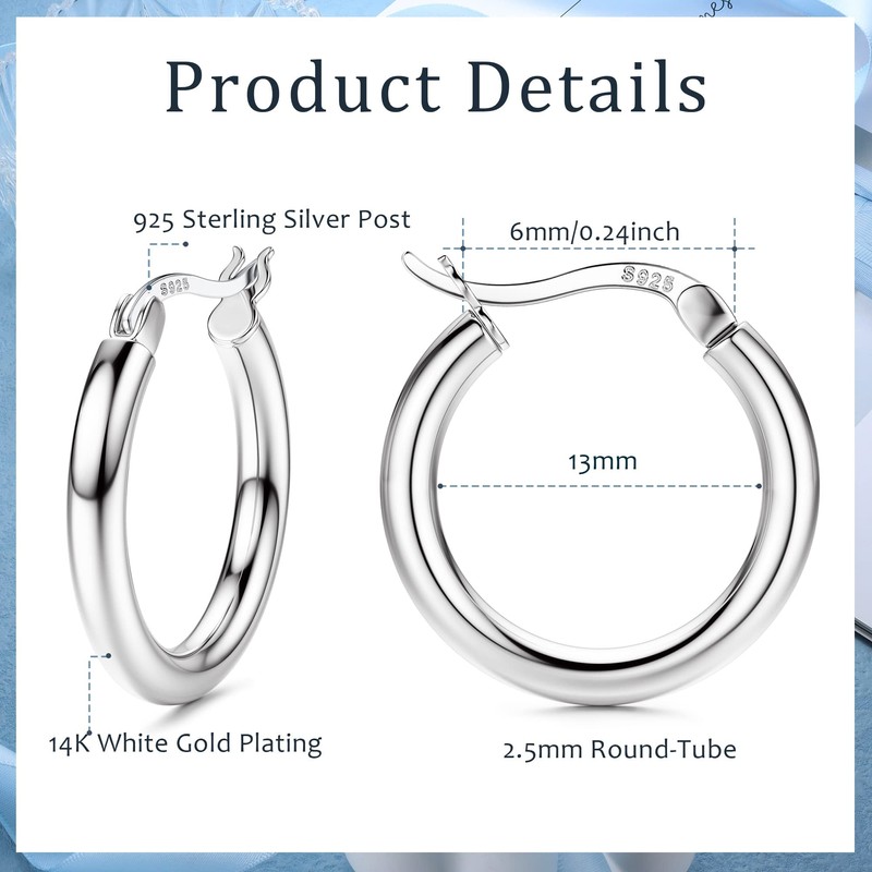 Chriscoco Hoop Earrings 925 Silver for Women Hoop Earrings Large