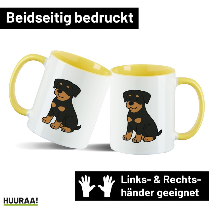 Huuraa Keramiktasse Rottweiler Rotti Comic Geschenk 330ml Gelb Rottweiler Überraschung