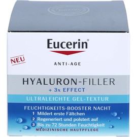 Eucerin Hyaluronic Filler and 3x Effect Moisturising Booster Night Cream - Face Care with Hyaluronic Acid Against Wrinkles, 50 ml Cream