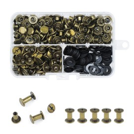 90 Sets Chicago Book Screws, M5 x 5 mm Binding Screws Kit Screw Metal Accessories Nails Rivets Chicago Button for DIY Leather Decoration, Bookbinding, Bookbinding (Antique Bronze Colour, m5 x 5)