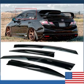 Gearzaar For 2006-2011 Honda Civic Sedan JDM 3D Wavy Mugen Style Window Visor Rain Guard