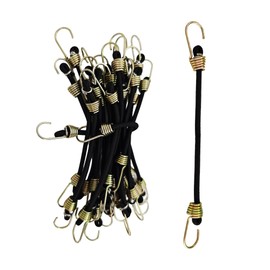 AUXBC 20PCS 6Inch Mini Black Bungee Cords with Yellow Hooks, Heavy Duty Elastic Straps for Securing Tarps, Tents, Cargo, Camping, Hiking, Hunting