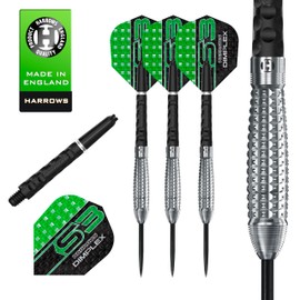Harrows Dimplex Bomb & Tapered Darts Set I Professional Darts 90% Tungsten Steel Tip ALL Weights I 10pc Set with Black Dimplex Midi Shafts & Dimplex Flights (Bomb Shape, 23g)