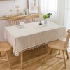 Plenmor Cotton Linen Table Cloth Stripe Tassel Rectangle Tablecloth Dust-Proof