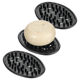 iDesign Soap Saver for Bar Soap - Soap Dish Holder for Bathroom Sink - Set of 3 - Black