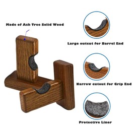 Orga'Neat Baseball Bat Display Case, Wall Mount Bat Holder Hanger, Solid Ash Tree Handmade Horizontal Bat Rack w/ Protective Soft Liner for Baseball Bat Wall Display -Brown