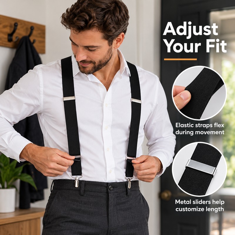Heavy Duty X-Back Suspenders for Men – Adjustable Elastic Straps