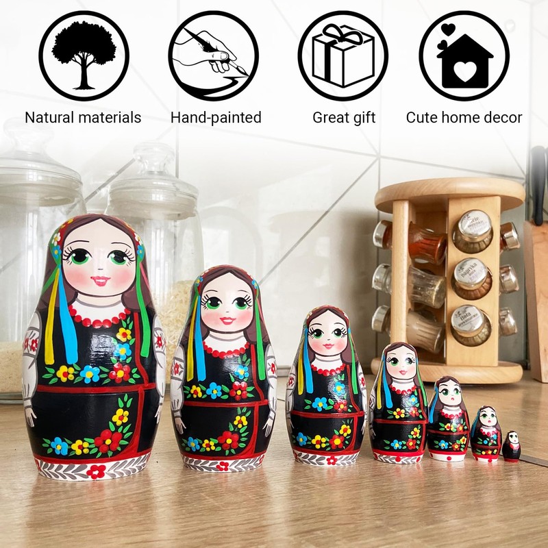 Matryoshka Dolls Set of 7 pcs - Nesting Dolls in
