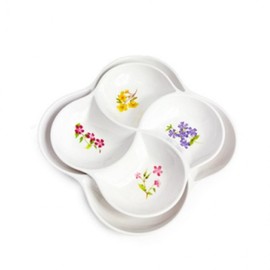 4-Compartment Ceramic Divided Plate for Side Dishes & Sauce Medium Party