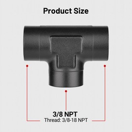 EVIL ENERGY 3/8 NPT Female Tee Fitting Adapter T Union Aluminum Black