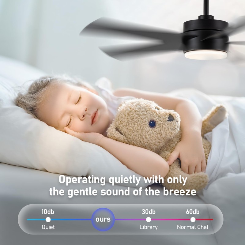 LOFIKEDI 52 Inch Modern Ceiling Fan with Light, 5 Blades,