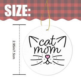 Christmas Ornament Ceramic Keepsake,Cat Mom,Xmas Gifts for Friends,Family,Colleagues