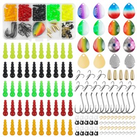 SILANON Walleye Rig Making Kit,151pcs Fishing Lure Making Supplies DIY Walleye Spinner Rigs Crawler Harness Stacked Fishing Beads Clevis Hooks for Walleye Trout Bass Spinner Lure Making Kit