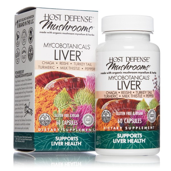 Host Defense, MycoBotanicals Liver Capsules, Supports Liver Health and Detoxification, Mushroom and Herb Supplement, 60 Capsules, Unflavored