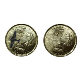 Tesino 2023 $1 Honouring Elsie MacGill Coloured & Non-Coloured Loonies (2 Coins)