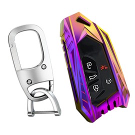 Ocezbiis for Volkswagen Key Fob Cover,Keychain,Zinc Alloy Protection Car Key Shell Case Compatible with VW Smart Remote Keyless Entry Keyshell Accessories(for VW Style D Multicolour)