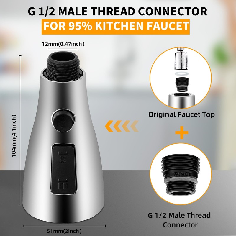 Kitchen Faucet Sprayer Head Nozzle,3 Modes,Pull Down Kitchen Sink Faucet
