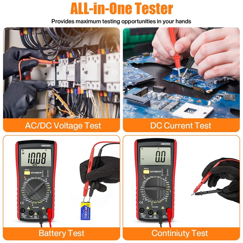 Digital Multimeter,Voltage Tester Electrical Tester 2000 Counts, Ranging Multi Meter