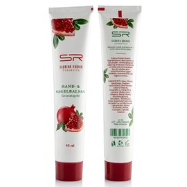 Sabrina Rudnik Hand & Nail Balm Pomegranate Set of 3 (3 x 45 ml) & Manicure Set by COSMEZIA Nourishing Hand Cream with Vitamin E & Pomegranate Extract, Moisture for Dry Hands & Nails