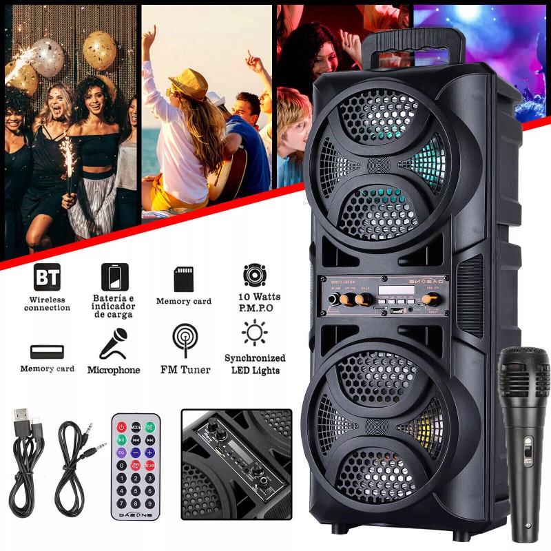 Dazone 3000W Portable Party Bluetooth speaker Dual 6.5" Loud Speaker