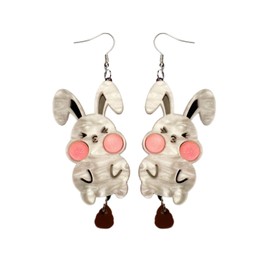 Easter Earrings for Women Cute Bunny Dangle Earring Shiny Rabbit Earrings Spring Earring Easter Party Holiday Jewelry (White)