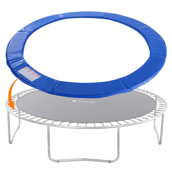 Exacme Trampoline Pad Replacement Round Safety Spring Cover, No Hole for Pole (Blue, 14 Foot)