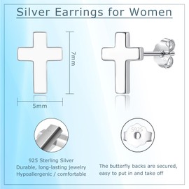Estrellique 925 Sterling Silver Stud Earrings, Small Stud Earrings, Silver Earrings, Star/Heart/Cross Stud Earrings for Women Girls, Hypoallergenic Cartilage Sleeping Stud Earrings, 5 mm Simple Stud