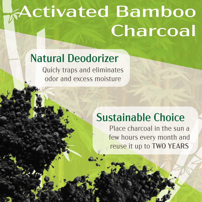 BambooMN Granulated Bamboo Charcoal Odor Absorber Bag in Decorative 4"
