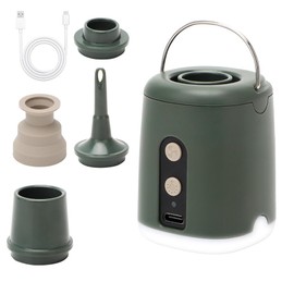 Elektrische Luftpumpe für Luftmatratze, 1600 mAh Wiederaufladbare Luftpumpe Luftmatratze, 3 in 1 Mini Luftpumpe Elektrisch für Inflate/Deflate/LED Licht, mit 4 Düsen für Aufblasartikel, Vakuumbeutel