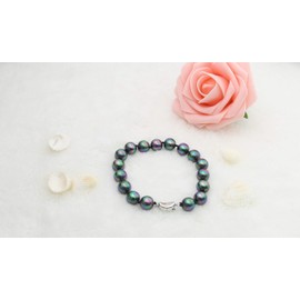 sea shell pearl bracelet - black sea shell pearl bracelet for woman 8 inch 10mm dmb1014-20