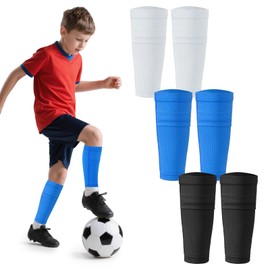 Pistha 3 Pairs Kids Youth Soccer Shin Guard Sleeves Breathable Shin Guard Sleeves Soccer with Pocket for Boys Girls Teens Soccer Sport