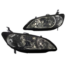 PM PERFORMOTOR PMHL-HCIV-0405-OH-SC Smoked Housing Clear Corner Pair of Headlights Replacement Compatible with 04-05 Honda Civic 2/4 Door Models