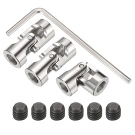 sourcing map 3Pcs 5mm to 6mm ID Steering Universal Joint Shaft Coupling,L23XD11 Metal 45°Degree Rotatable Joints Coupler with Screws Wrench Set for Model Car Ship Drive Shaft Motor Connection