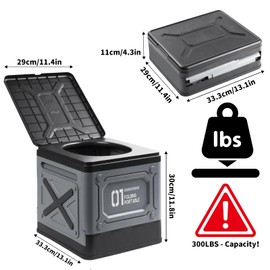 SJUX Portable Toilet for Adults, Collapsible Travel Toilet for Camping, Car, Boat & Emergency Use – Lightweight Folding Potty with Lid & Bag, Compact for Outdoor & RV