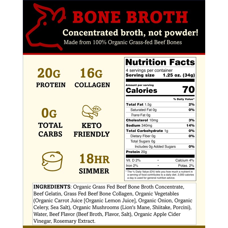 Brite Start Bone Broth - Beef + Mushrooms - Porcini,
