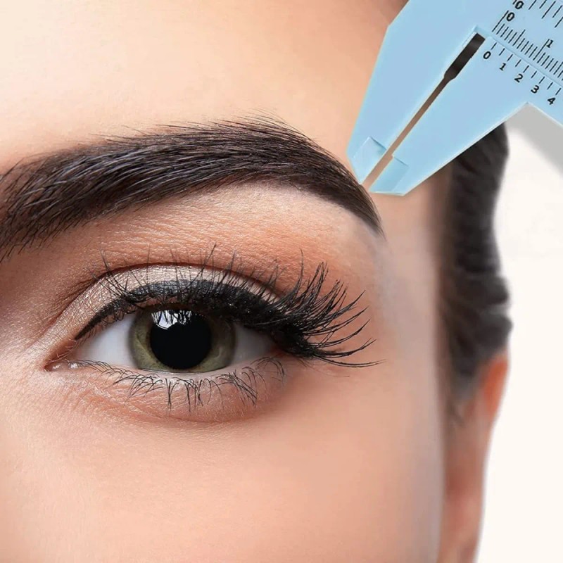 Kit Regla Vernier Hilo Entintado Cejas Plantillas Cepillo F