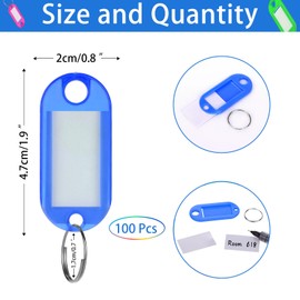 Ailvor Key Fob Labelable, Pack of 100 Key Tags with 20 Extra Labels, Key Fob for Labelling Suitcases, Luggage, Pets, USB Sticks (10 Colours)
