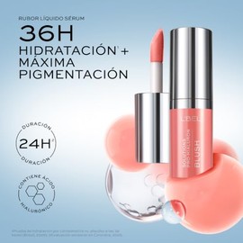 LBEL  Rubor Líquido Solutions Pro-Hialuron 3.2 g  Hidratación 36H  Acabado Natural  Larga Duración 24H  Con Ácido Hialurónico y Niacinamida  Rosé