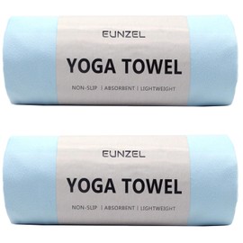 2 Pack Hot Yoga Towel Non Slip Yoga Mat Towel Non-Slip Sweat Absorbent Microfiber Towel for Hot Yoga, Pilates and Workout 72" x 26.5", Blue